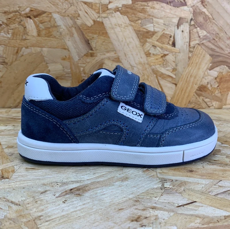 Geox Trottola-Ledertrainer für Kleinkinder – Marineblau/Weiß