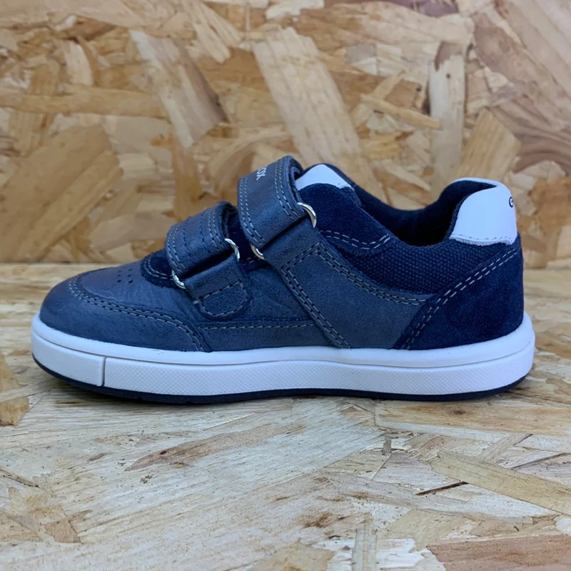 Geox Trottola-Ledertrainer für Kleinkinder – Marineblau/Weiß