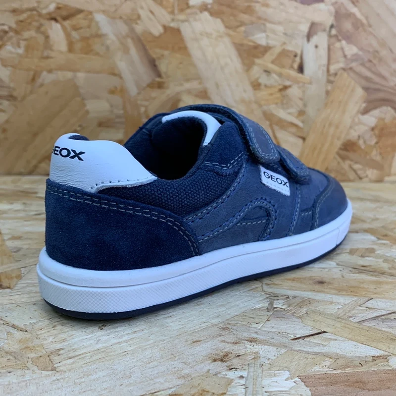 Geox Trottola-Ledertrainer für Kleinkinder – Marineblau/Weiß