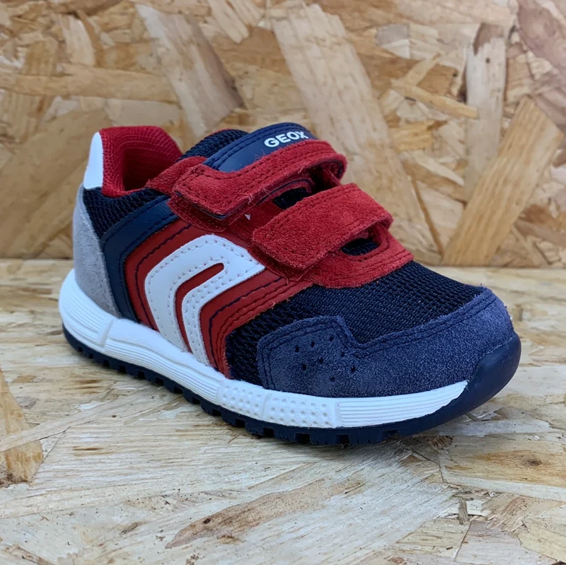 Geox Baby-Alben-Sneaker aus Wildleder – Rot/Marineblau