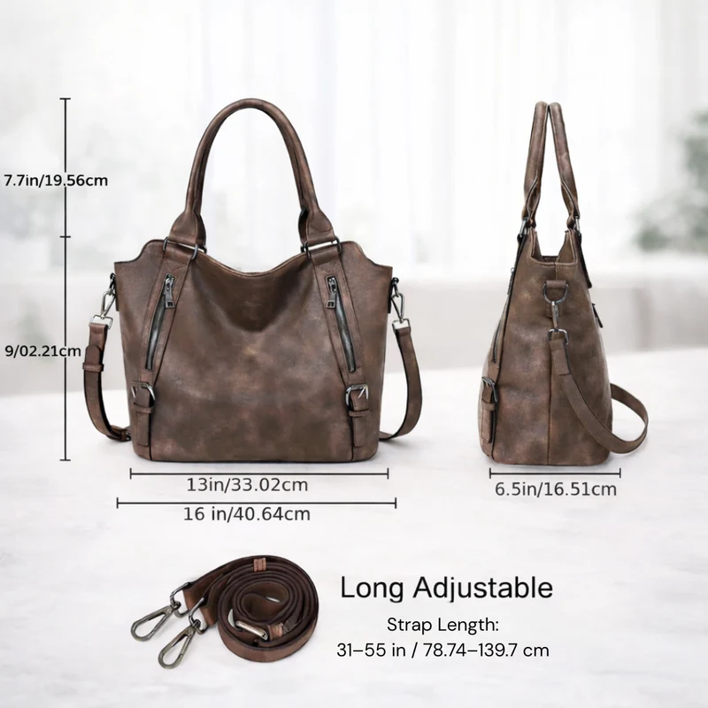 Franka | Damen Schultertasche mit Verstellbarem Riemen