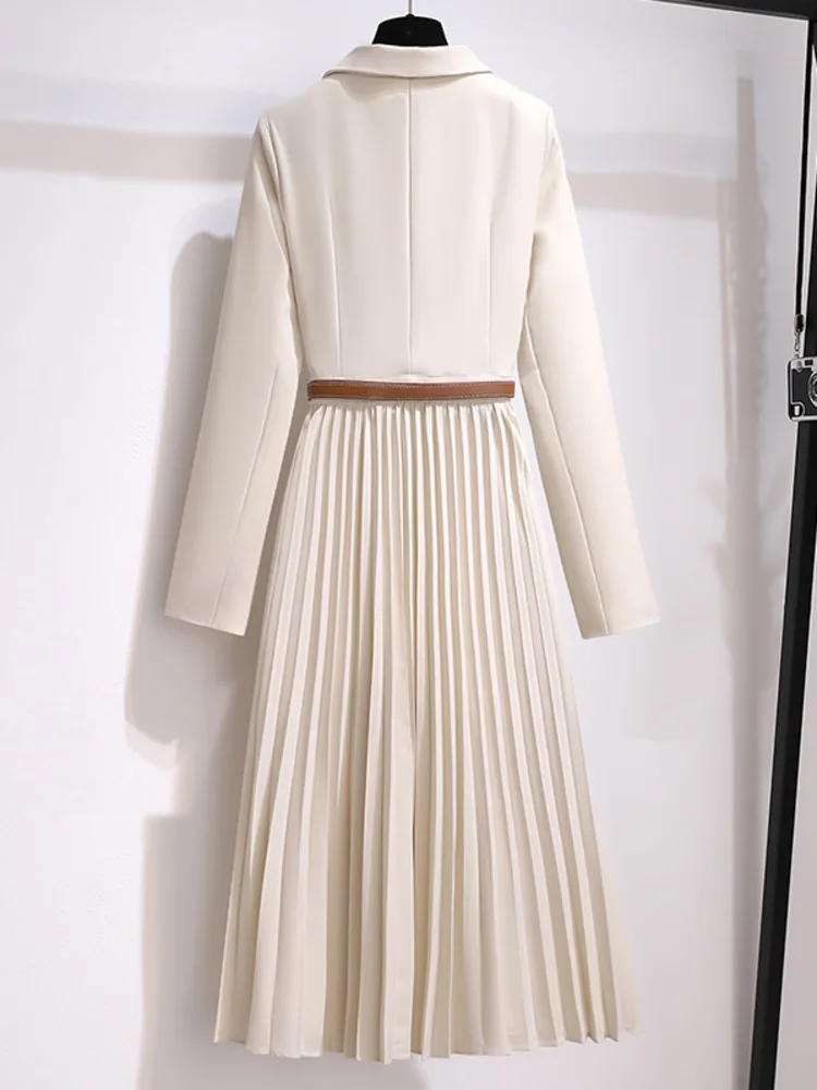 Larissa | Damen Plissee Midikleid mit Gürtel