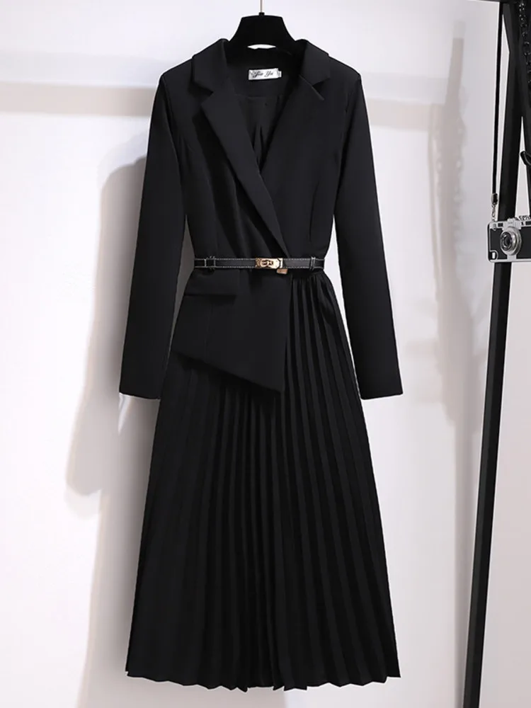 Larissa | Damen Plissee Midikleid mit Gürtel