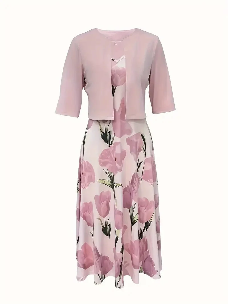 Giselle | Damen Blumenkleid Set mit Jacke