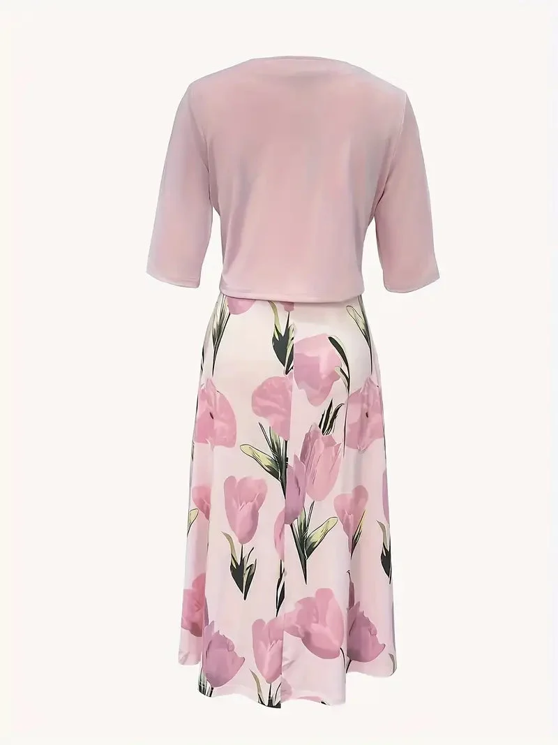 Giselle | Damen Blumenkleid Set mit Jacke