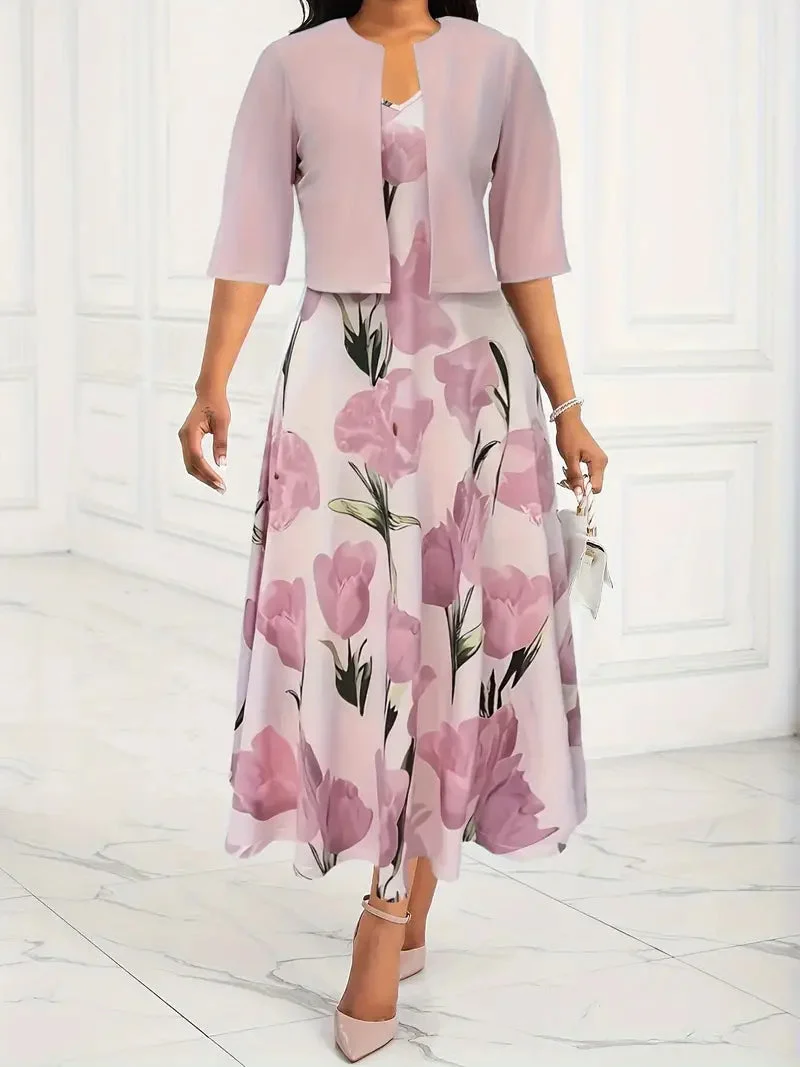Giselle | Damen Blumenkleid Set mit Jacke