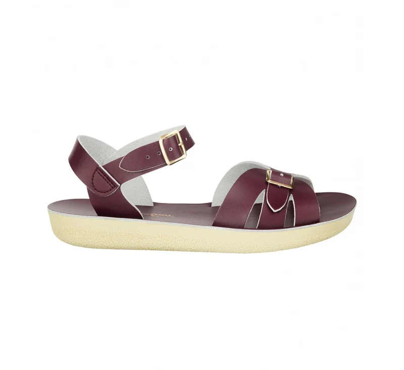 Salt Water Sandals Damen-Boardwalk-Sandale – Weinrot