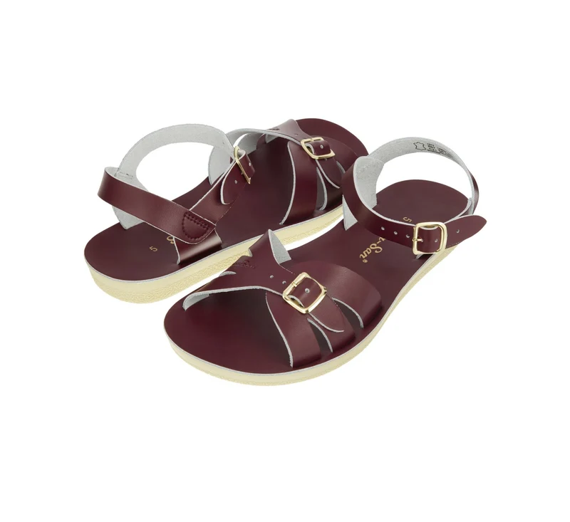 Salt Water Sandals Damen-Boardwalk-Sandale – Weinrot