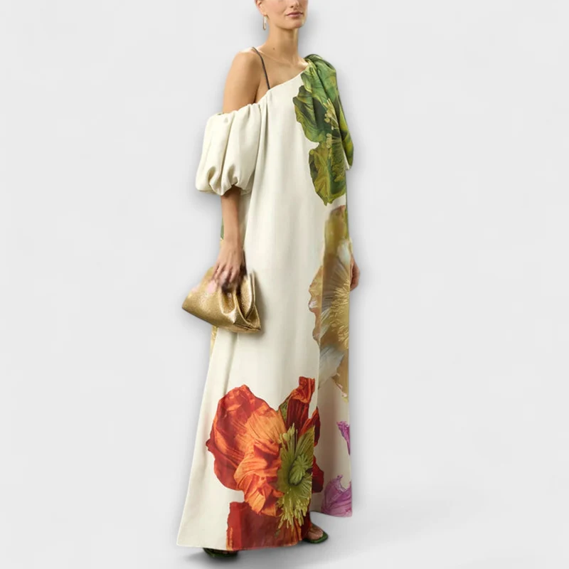 Eulalie | Damen One-Shoulder Asymmetrisches Maxikleid