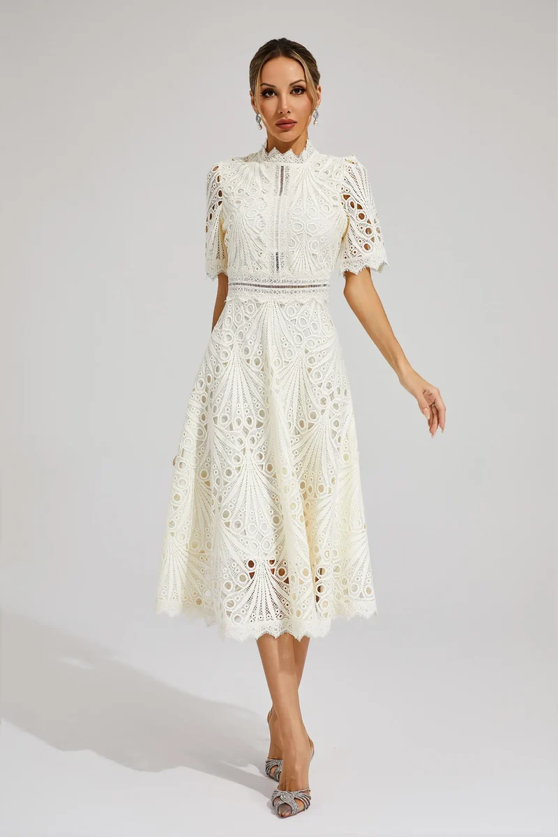 Elfriede | Damen Spitzenkleid Midi Hochzeit