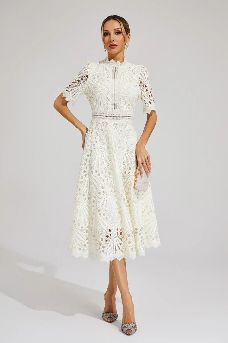 Elfriede | Damen Spitzenkleid Midi Hochzeit