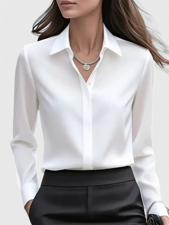 Vivienne | Damen Langarm Hemdbluse mit Kragen