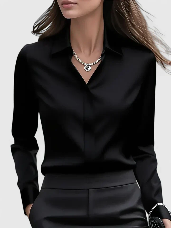 Vivienne | Damen Langarm Hemdbluse mit Kragen