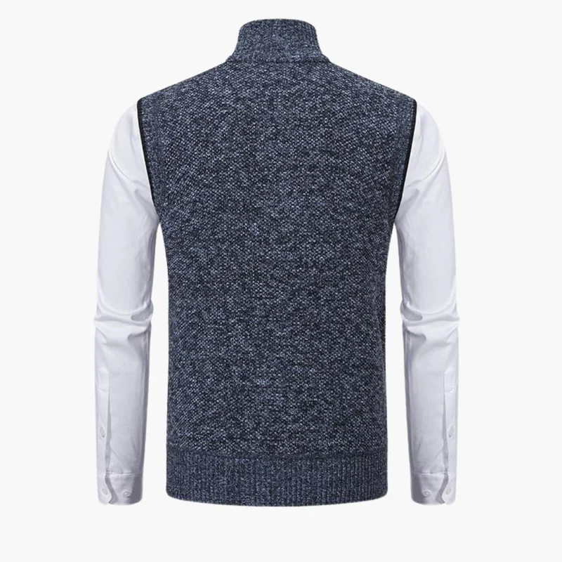 Magnus | Herren Ärmelloser Strickpullover mit Reißverschluss