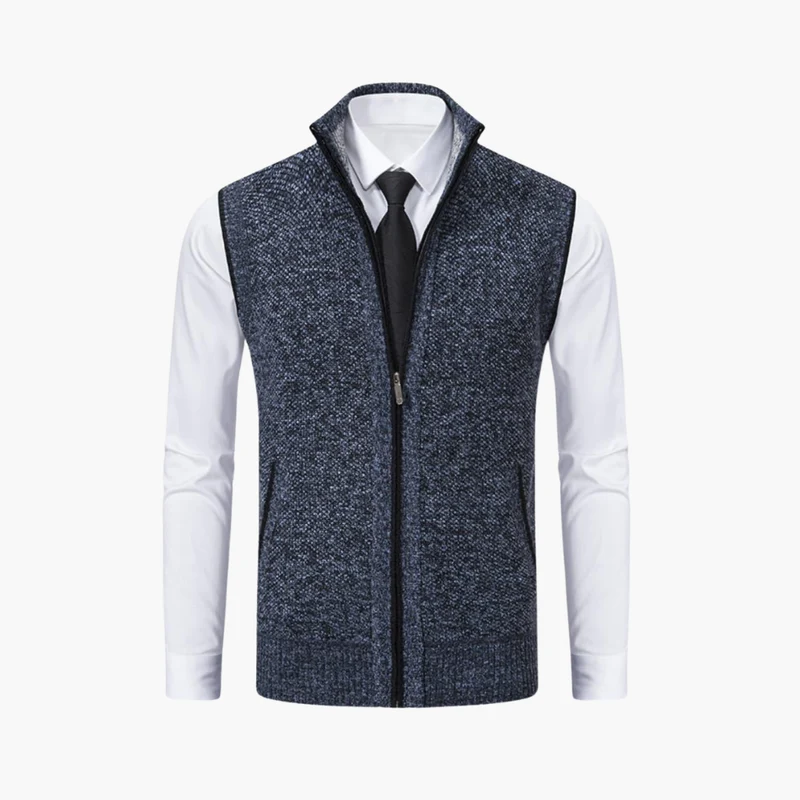 Magnus | Herren Ärmelloser Strickpullover mit Reißverschluss
