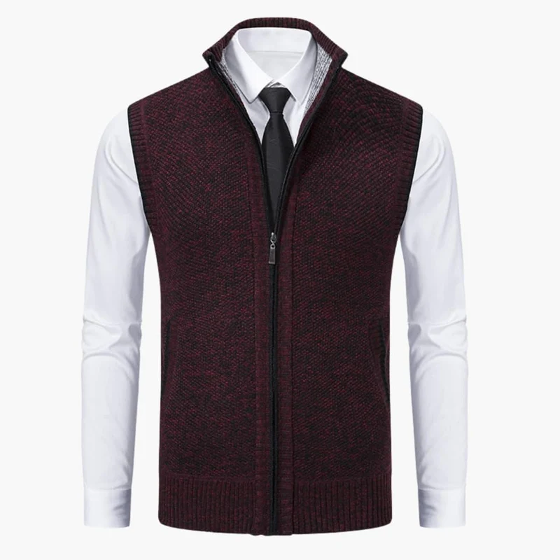 Magnus | Herren Ärmelloser Strickpullover mit Reißverschluss