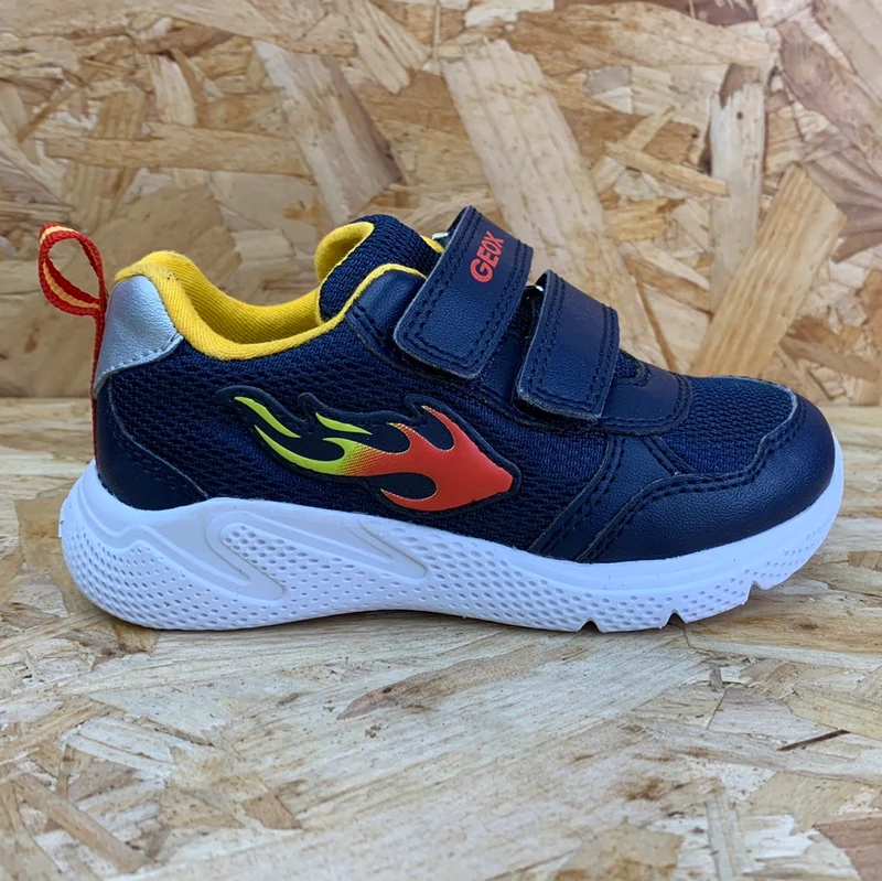 Geox Sprintye-Trainer für Kleinkinder – Marineblau/Gelb