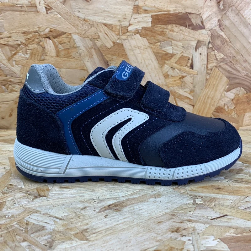 Geox Kinder-Alben-Ledertrainer – Marineblau/dunkles Avio