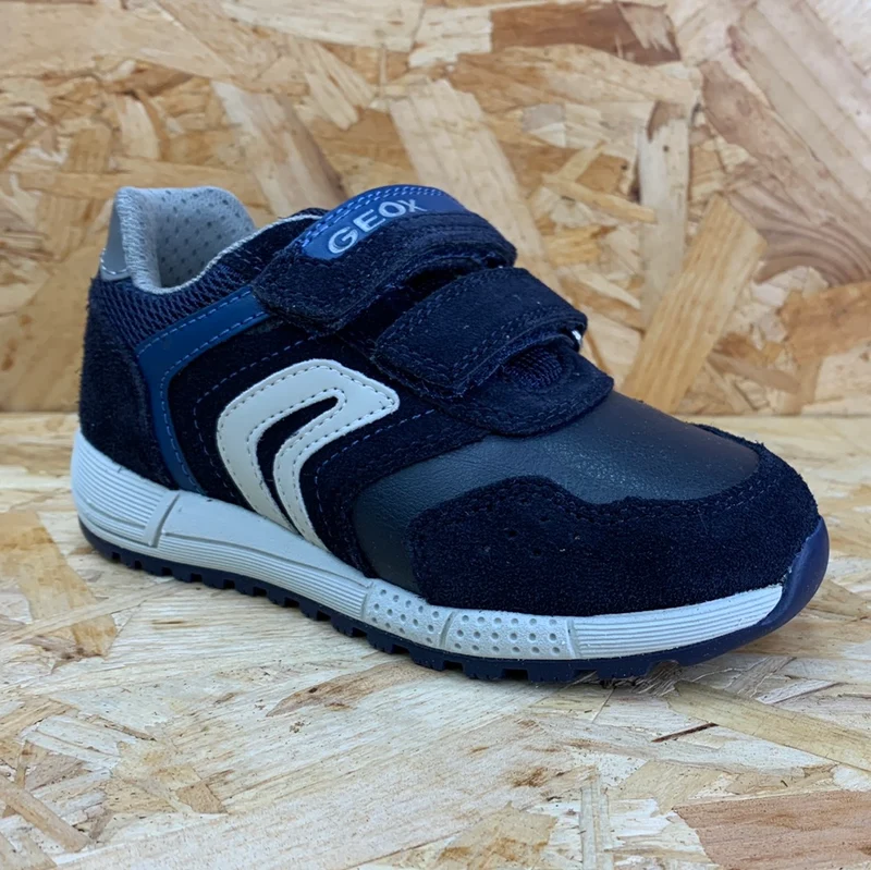 Geox Kinder-Alben-Ledertrainer – Marineblau/dunkles Avio