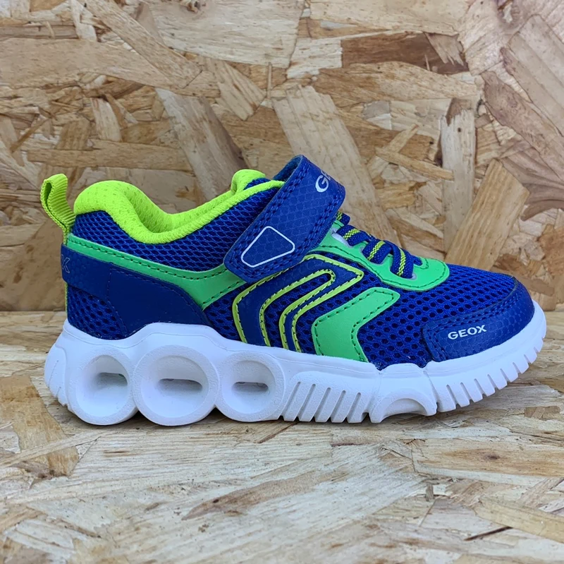 Geox Wroom Light Up Sneakers für Kinder – Royal / Limette