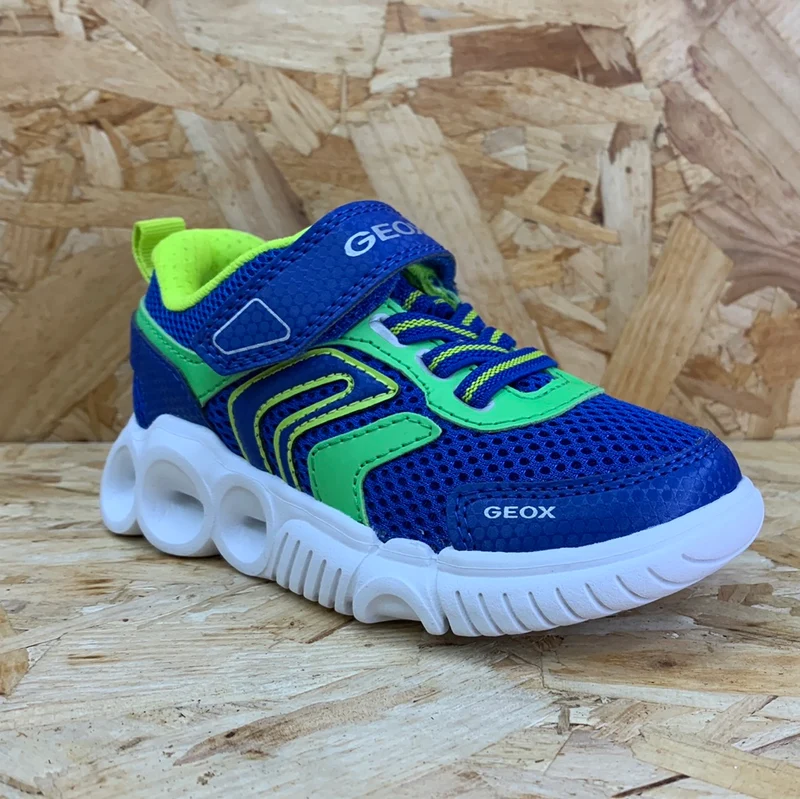 Geox Wroom Light Up Sneakers für Kinder – Royal / Limette
