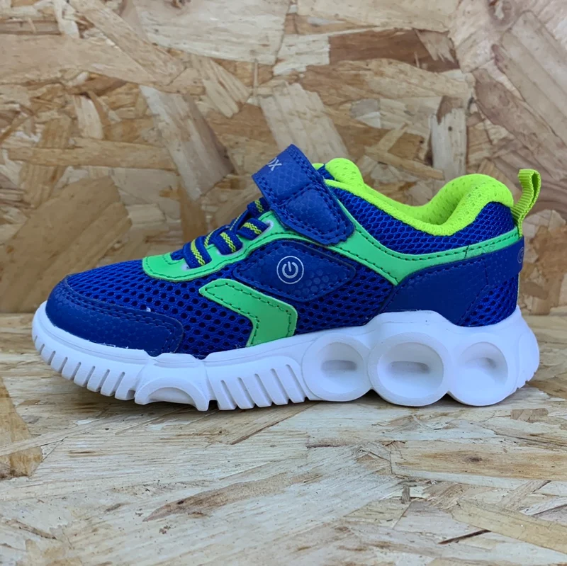 Geox Wroom Light Up Sneakers für Kinder – Royal / Limette