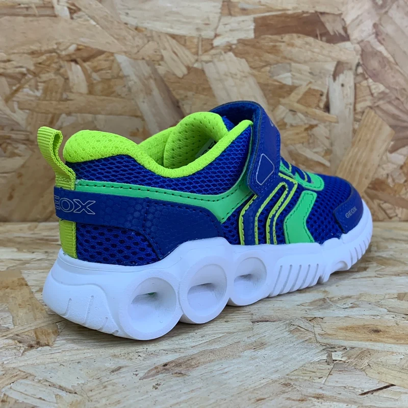 Geox Wroom Light Up Sneakers für Kinder – Royal / Limette