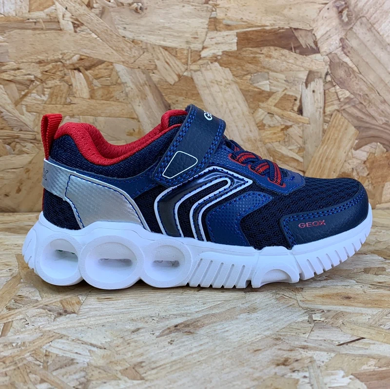 Geox Wroom Light Up Sneakers für Kinder – Marineblau/Rot