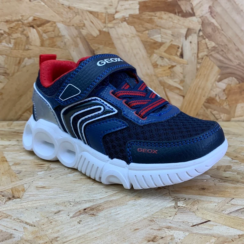 Geox Wroom Light Up Sneakers für Kinder – Marineblau/Rot