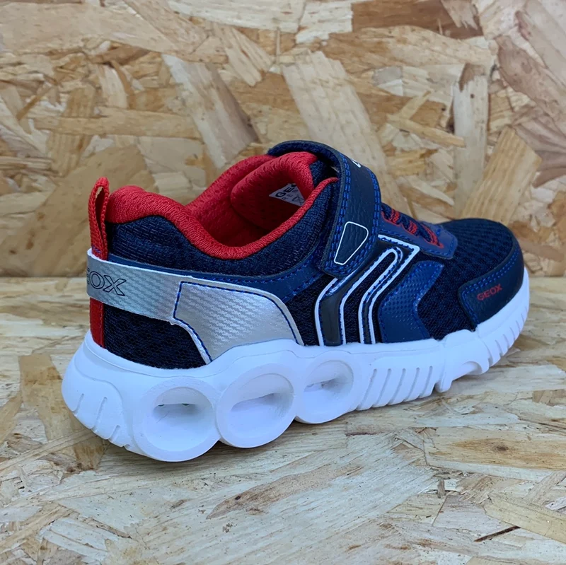 Geox Wroom Light Up Sneakers für Kinder – Marineblau/Rot