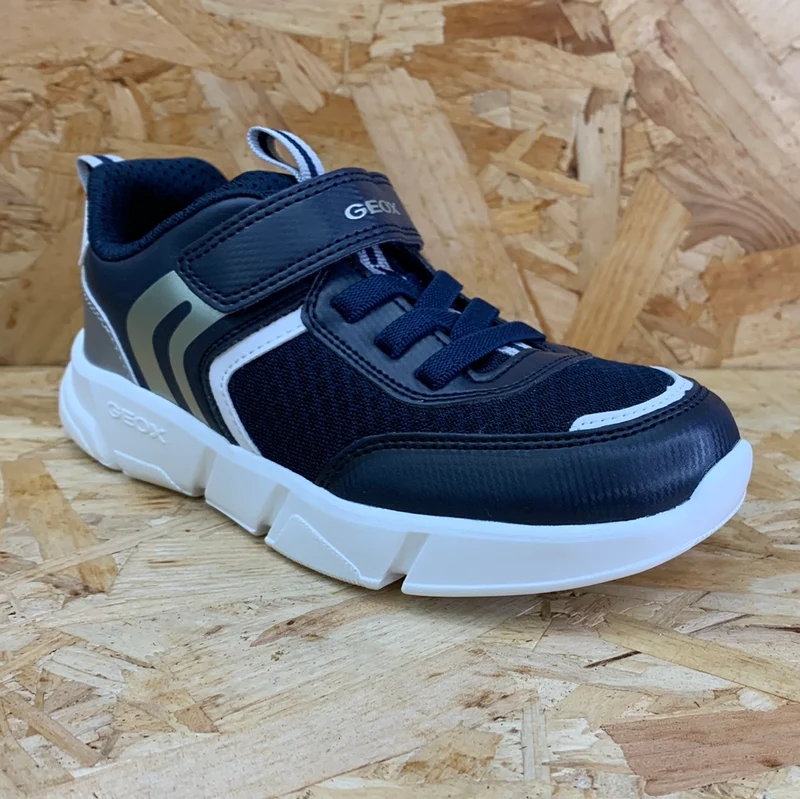 Geox Aril-Turnschuhe für Kinder – Marineblau/Silber
