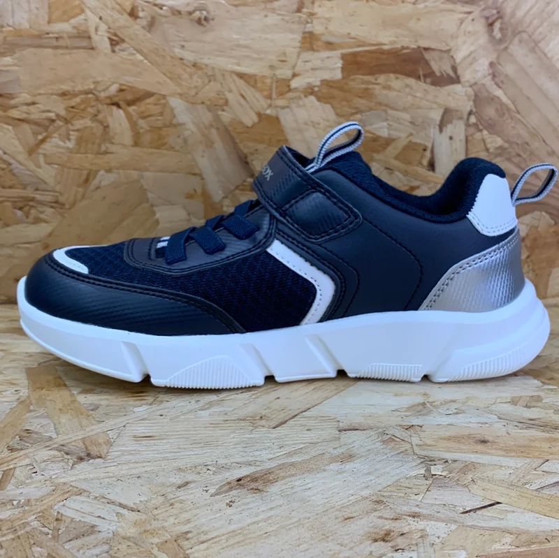 Geox Aril-Turnschuhe für Kinder – Marineblau/Silber