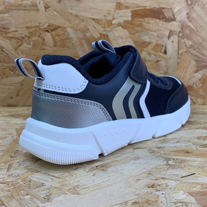 Geox Aril-Turnschuhe für Kinder – Marineblau/Silber