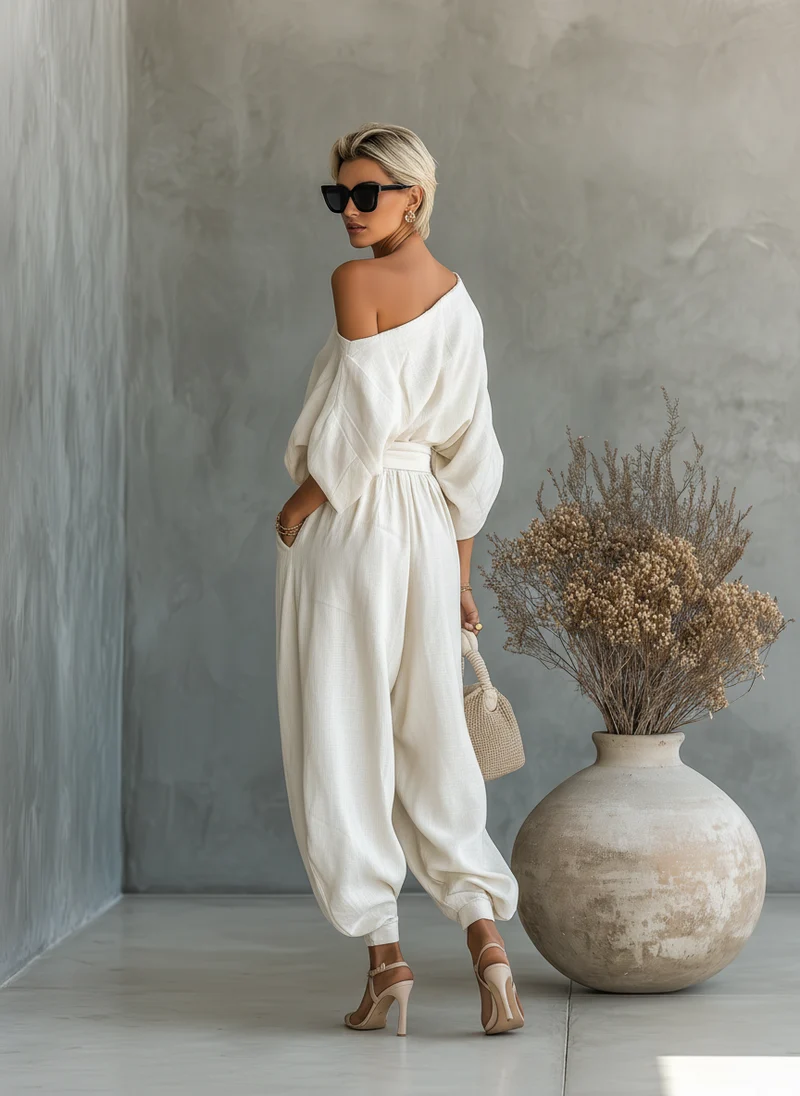 Franziska | Damen Schulterfreies Langarm Outfit Set
