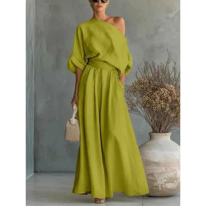 Franziska | Damen Schulterfreies Langarm Outfit Set