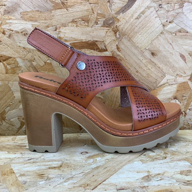 Refresh Damenmode-Sandalen mit hohem Absatz – Kamel