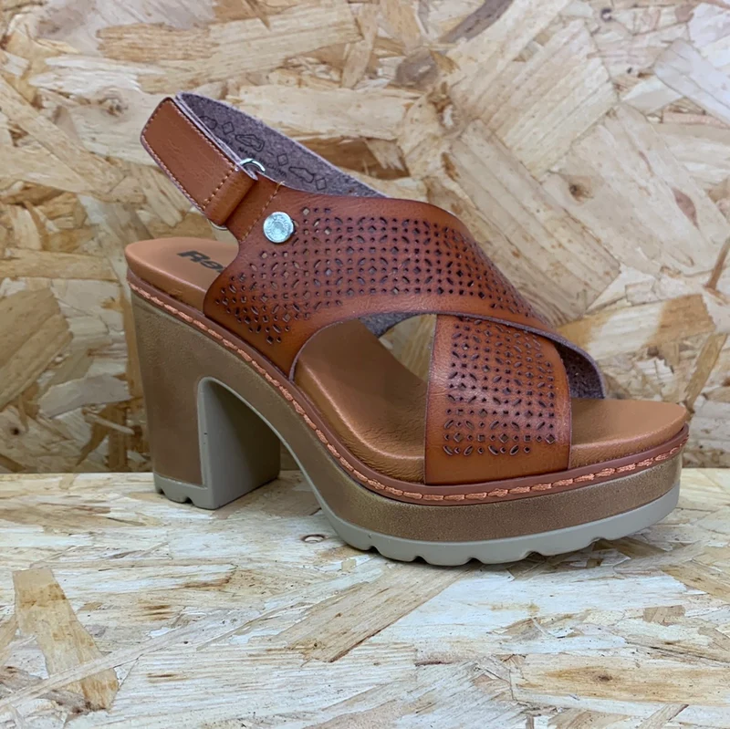 Refresh Damenmode-Sandalen mit hohem Absatz – Kamel