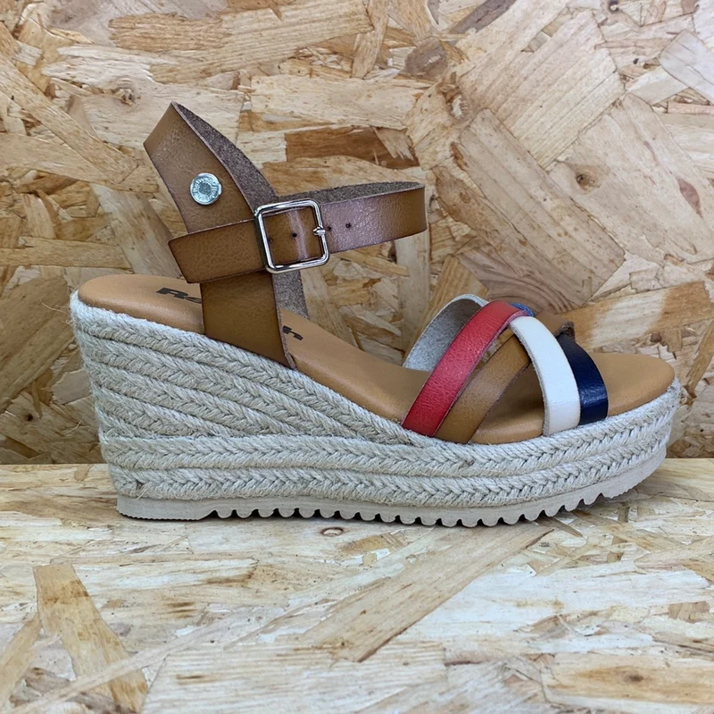 Refresh Modische Damen-Keilsandalen – Taupe