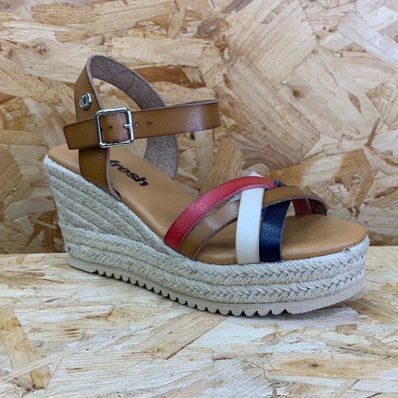 Refresh Modische Damen-Keilsandalen – Taupe
