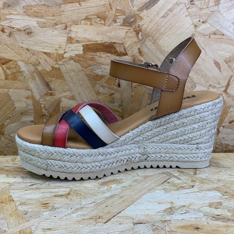 Refresh Modische Damen-Keilsandalen – Taupe