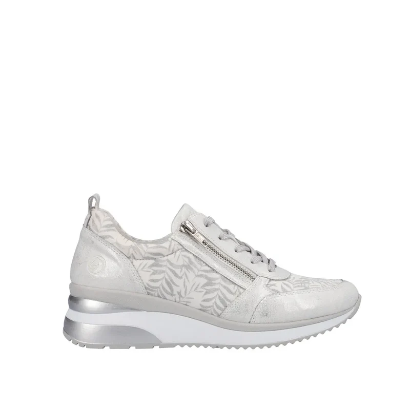 Remonte Damen-Sneaker mit modischem Blatt-Print – Weiß