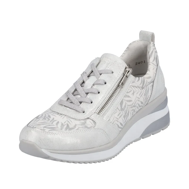 Remonte Damen-Sneaker mit modischem Blatt-Print – Weiß
