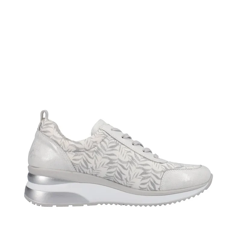 Remonte Damen-Sneaker mit modischem Blatt-Print – Weiß