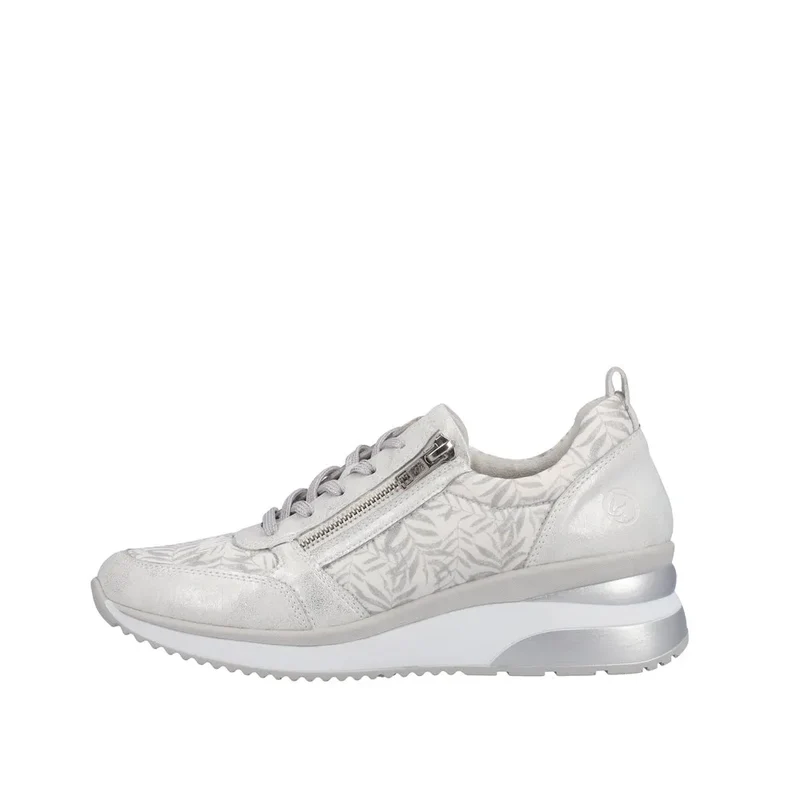 Remonte Damen-Sneaker mit modischem Blatt-Print – Weiß