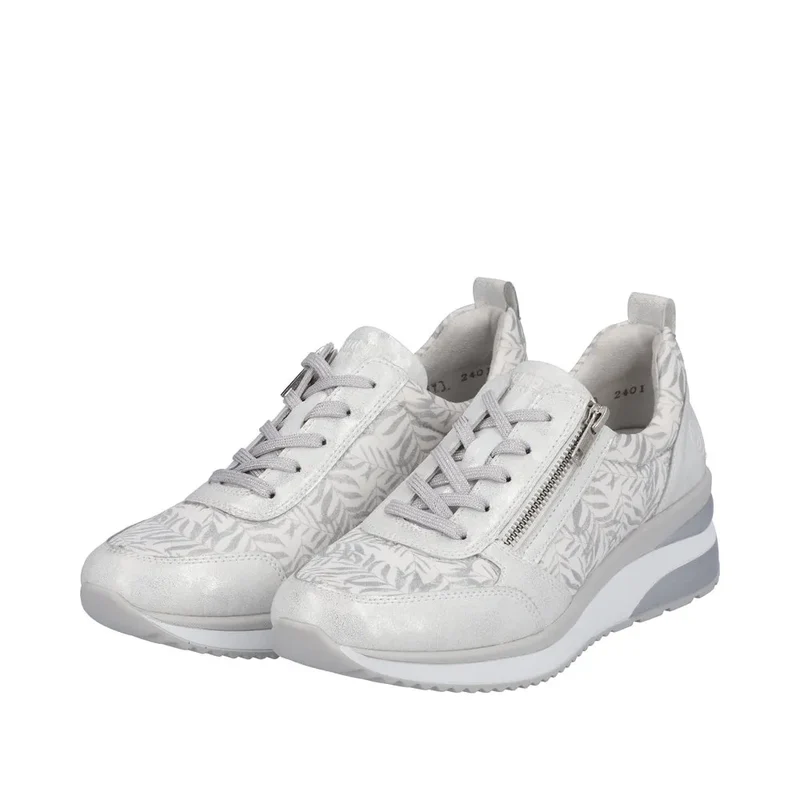 Remonte Damen-Sneaker mit modischem Blatt-Print – Weiß