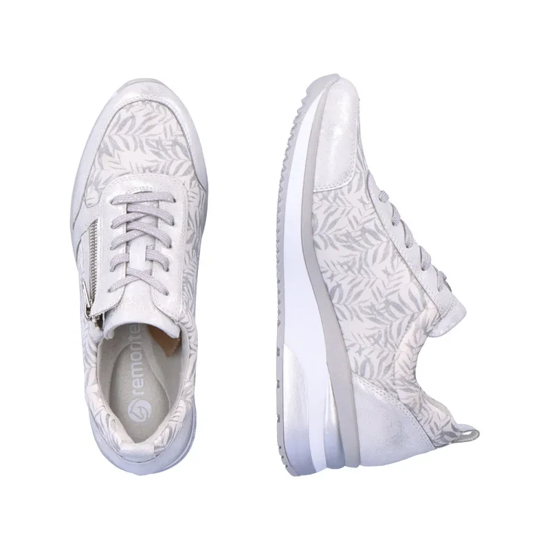 Remonte Damen-Sneaker mit modischem Blatt-Print – Weiß