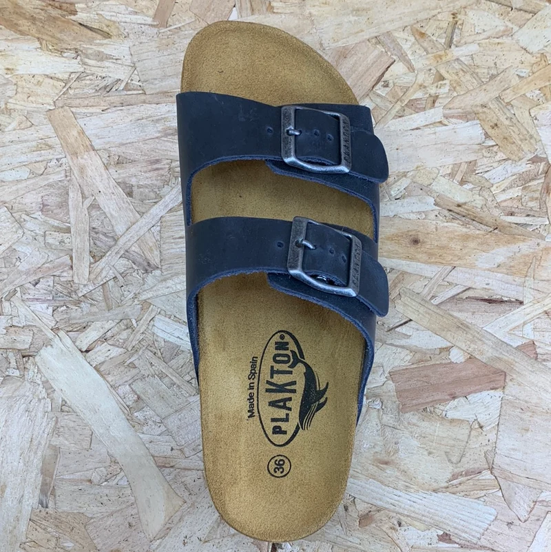 Plakton Damen Malaga Mid Apure Ledersandale – Marineblau