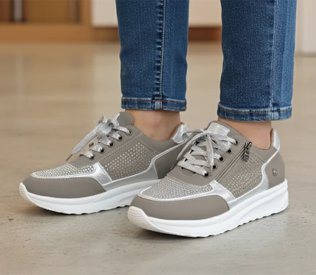 Tatjana | Damen Plateau Sneaker mit Schnürung