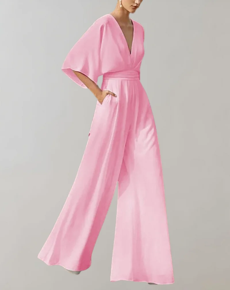 Iolanthe | Damen Wide Leg V-Ausschnitt Jumpsuit