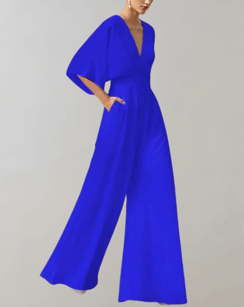 Iolanthe | Damen Wide Leg V-Ausschnitt Jumpsuit
